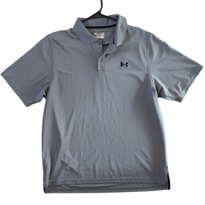 Under Armour Loose Fit Heat Gear Gray Polo Size Large Shirt